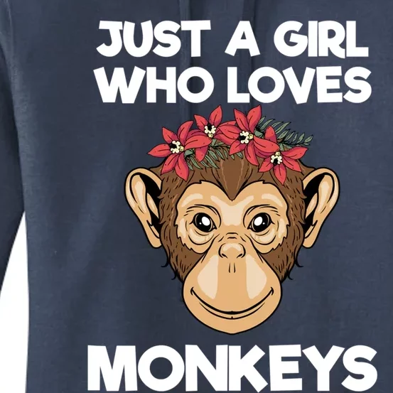 Just A Who Loves Monkeys Gift Flower Floral Monkey Meaningful Gift Women's Pullover Hoodie