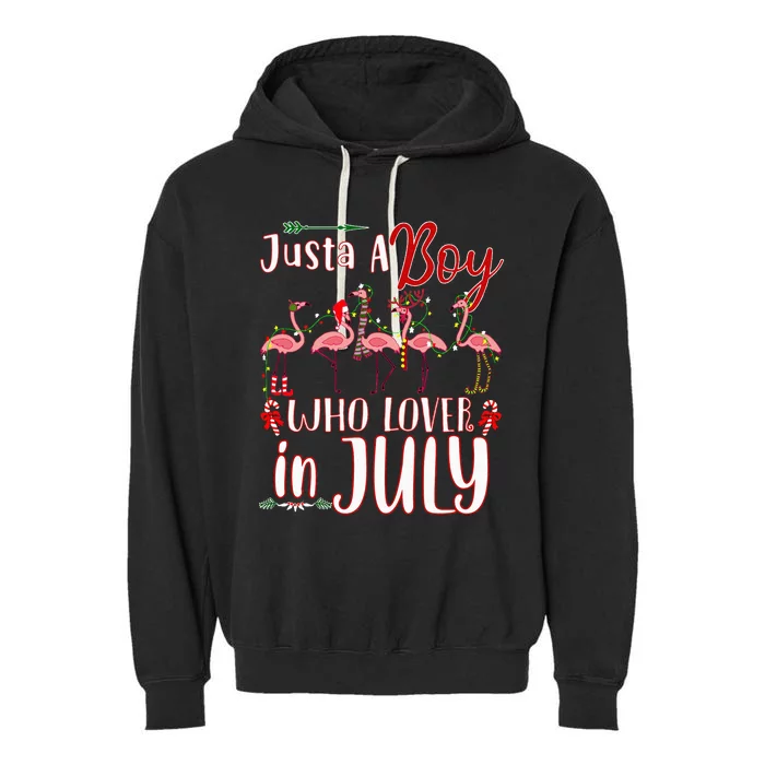 Just A Who Loves Christmas In July Flamingo Santa Gifts Garment-Dyed Fleece Hoodie