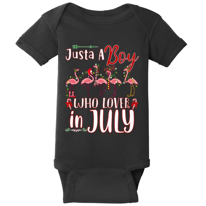 Just A Who Loves Christmas In July Flamingo Santa Gifts Baby Bodysuit