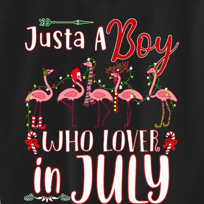 Just A Who Loves Christmas In July Flamingo Santa Gifts Kids Sweatshirt