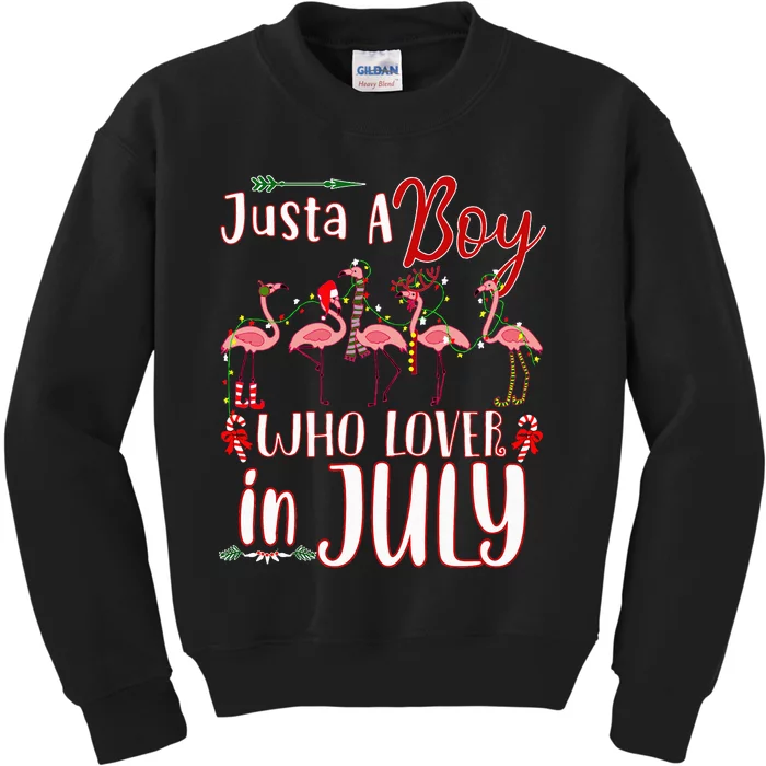 Just A Who Loves Christmas In July Flamingo Santa Gifts Kids Sweatshirt