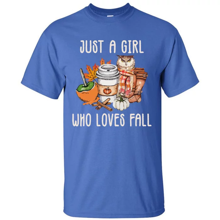 Just A Who Loves Fall Autumn Season Quote Retro Vintage Meaningful Gift Tall T-Shirt