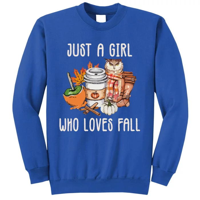 Just A Who Loves Fall Autumn Season Quote Retro Vintage Meaningful Gift Tall Sweatshirt