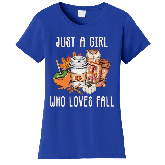 Just A Who Loves Fall Autumn Season Quote Retro Vintage Meaningful Gift Women's T-Shirt