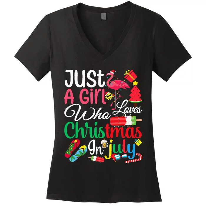 just a who loves christmas in july  Summer Women's V-Neck T-Shirt