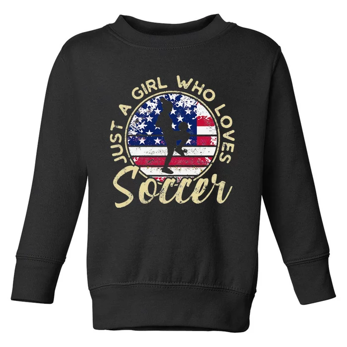 Just a  who loves Soccer Retro Vintage USA Soccer Design Toddler Sweatshirt