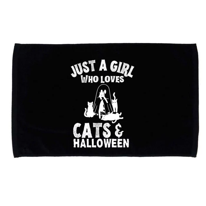 Just A Who Loves Cats And Halloween For Cat Lover Cool Gift Microfiber Hand Towel