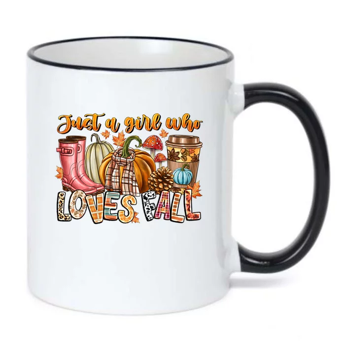 Just A Who Loves Fall Colorful Plaid Autumn Season Cool Gift Black Color Changing Mug