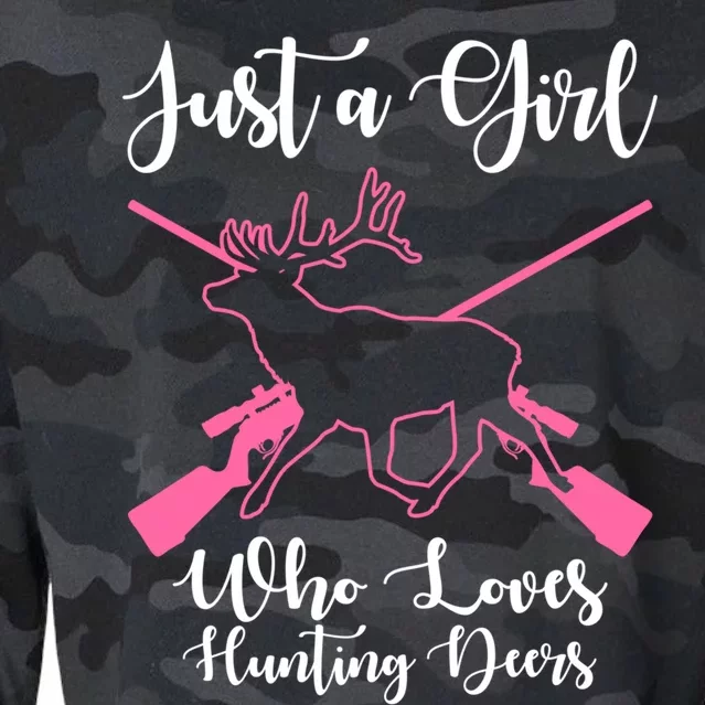 Just A Who Loves Hunting Deers Huntress Cool Gift Cropped Pullover Crew