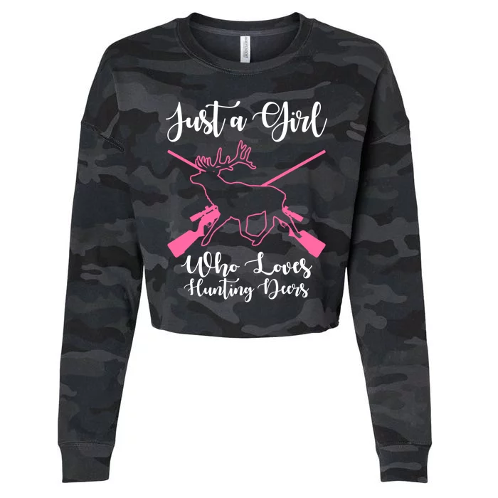 Just A Who Loves Hunting Deers Huntress Cool Gift Cropped Pullover Crew