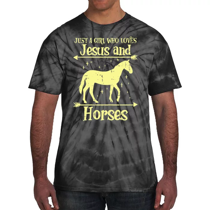 Just A  Who Loves Jesus And Horses Christian Tie-Dye T-Shirt