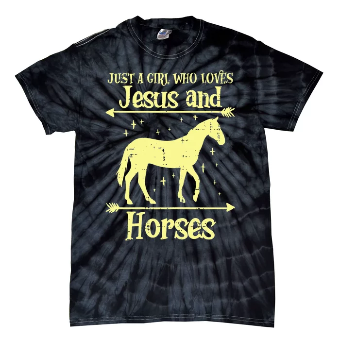 Just A  Who Loves Jesus And Horses Christian Tie-Dye T-Shirt