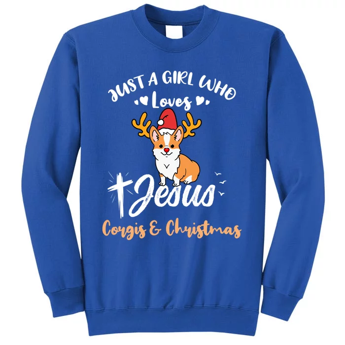 Just A Who Loves Jesus And Corgis And Christmas Cute Gift Tall Sweatshirt