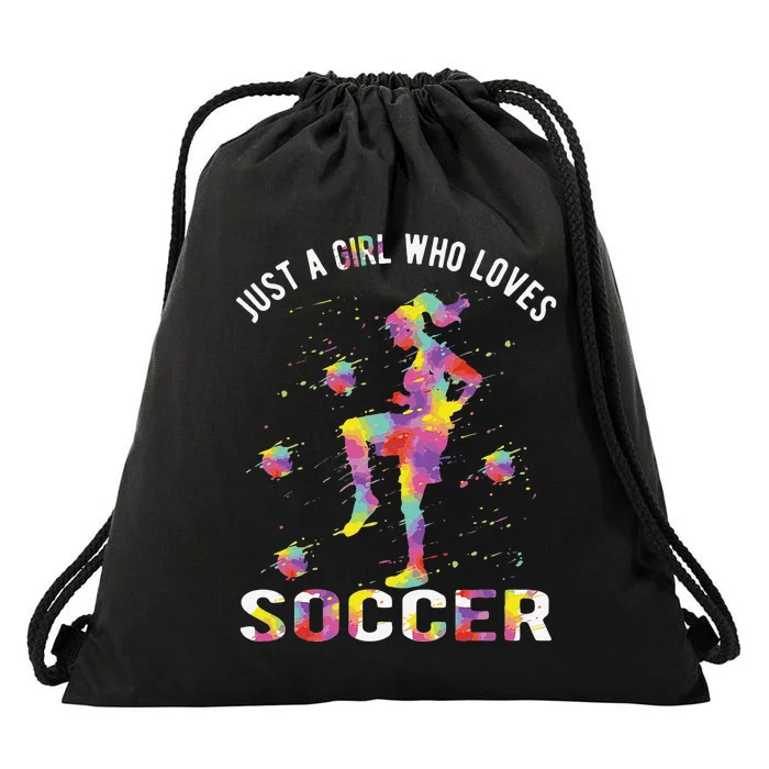 Just A  Who Loves Soccer and Slime Sports Gifts Teens Drawstring Bag