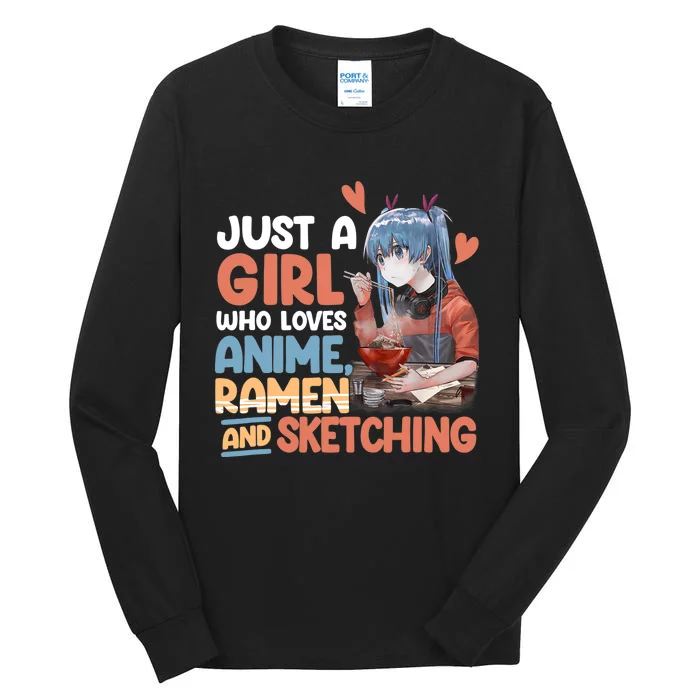 Just A Who Loves Anime Ra And Sketching Otaku Anime Tall Long Sleeve T-Shirt