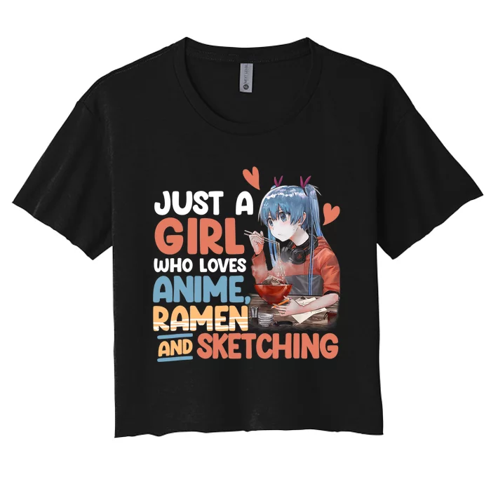 Just A Who Loves Anime Ra And Sketching Otaku Anime Women's Crop Top Tee