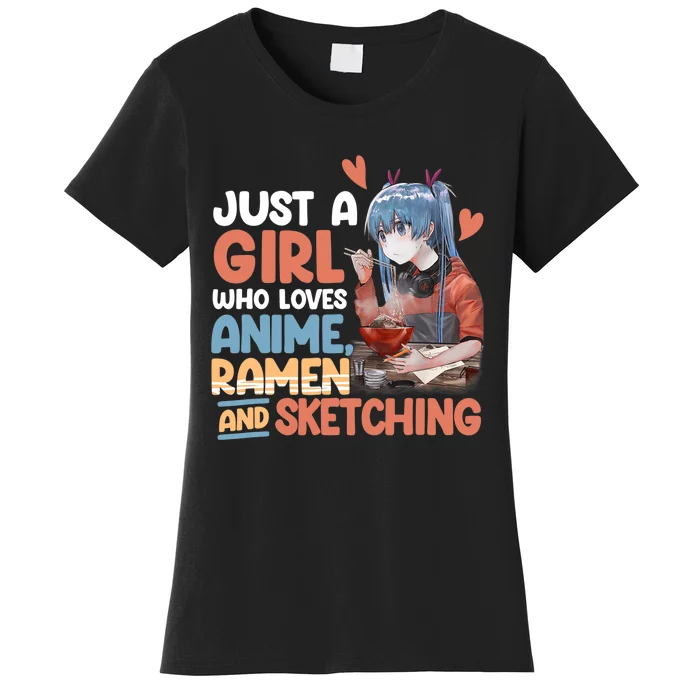 Just A Who Loves Anime Ra And Sketching Otaku Anime Women's T-Shirt