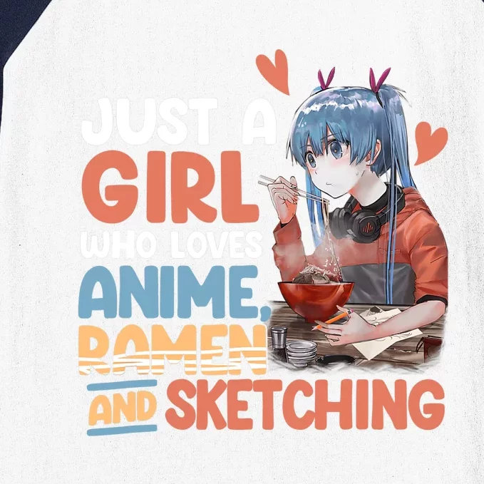 Just A Who Loves Anime Ra And Sketching Otaku Anime Baseball Sleeve Shirt