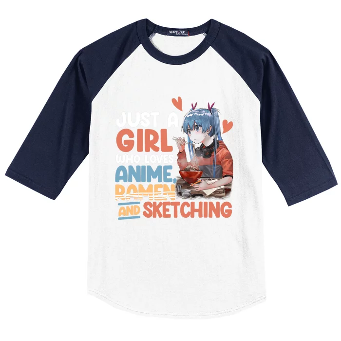 Just A Who Loves Anime Ra And Sketching Otaku Anime Baseball Sleeve Shirt