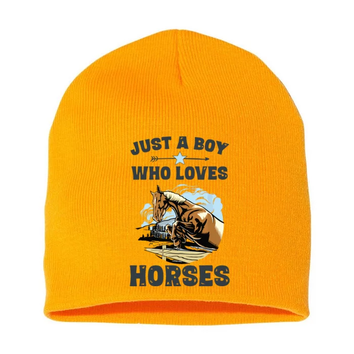 Just A Who Loves Horses Horse Equestrian Short Acrylic Beanie