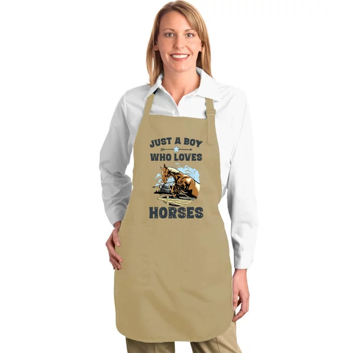 Just A Who Loves Horses Horse Equestrian Full-Length Apron With Pocket