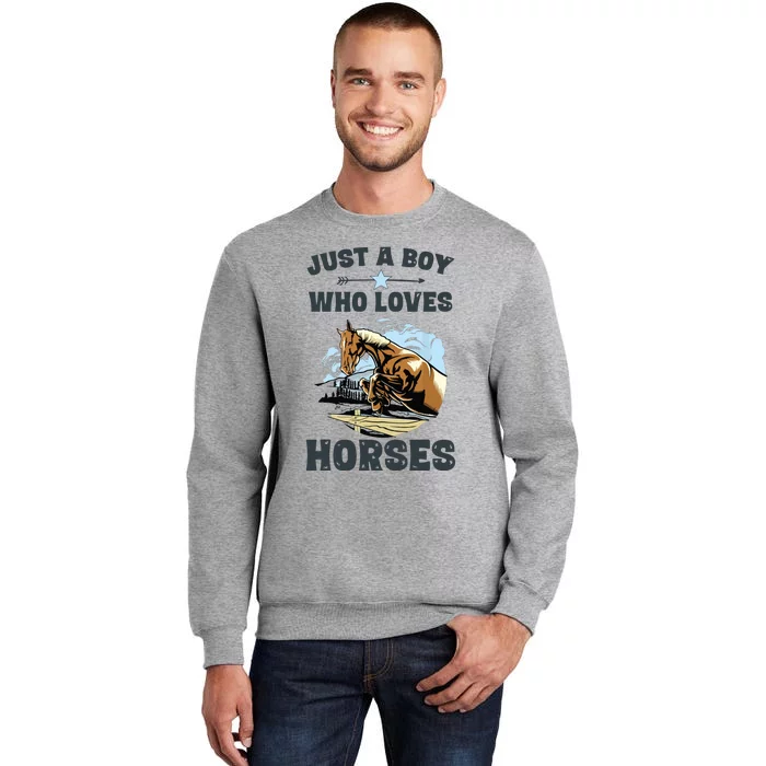 Just A Who Loves Horses Horse Equestrian Tall Sweatshirt