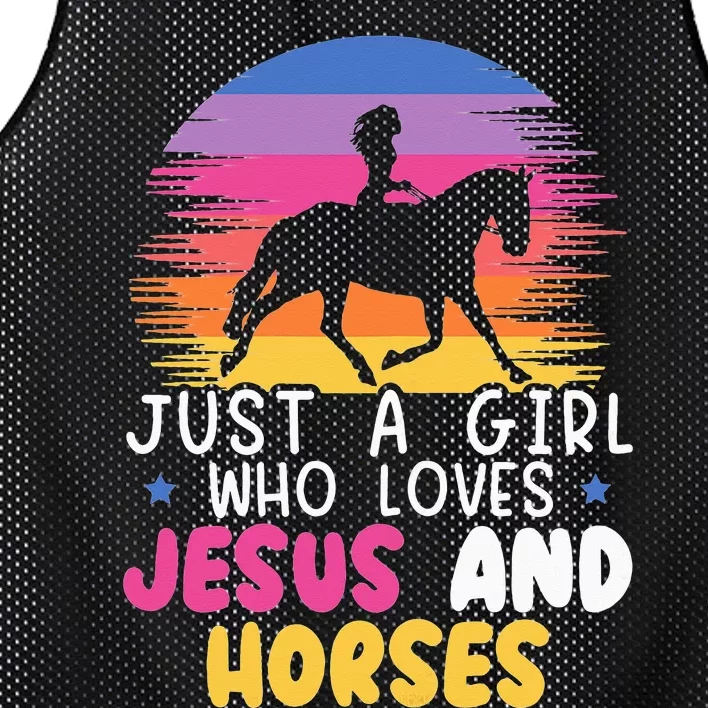 Just A  Who Loves Jesus And Horses Equestrian Christian Mesh Reversible Basketball Jersey Tank