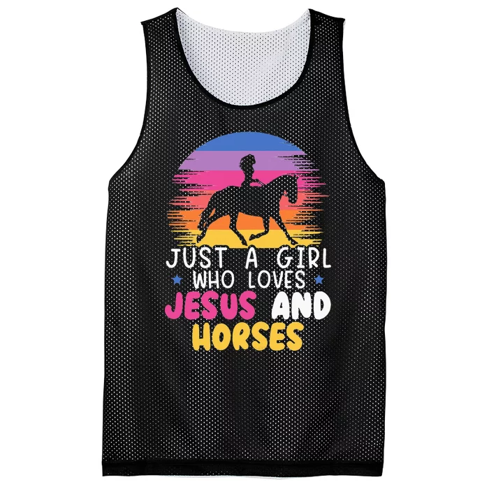 Just A  Who Loves Jesus And Horses Equestrian Christian Mesh Reversible Basketball Jersey Tank