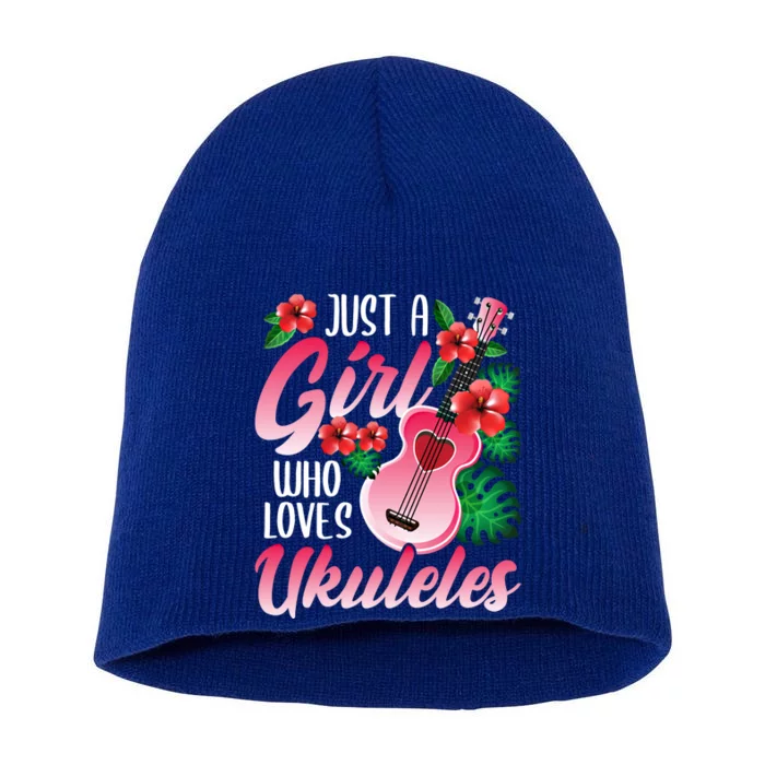 Just A Who Loves Ukuleles Gift Ukulele Player Gift Short Acrylic Beanie