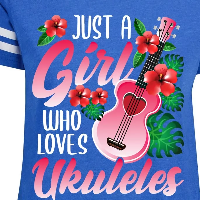 Just A Who Loves Ukuleles Gift Ukulele Player Gift Enza Ladies Jersey Football T-Shirt