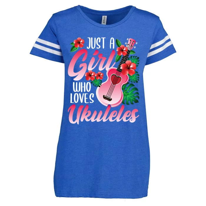 Just A Who Loves Ukuleles Gift Ukulele Player Gift Enza Ladies Jersey Football T-Shirt