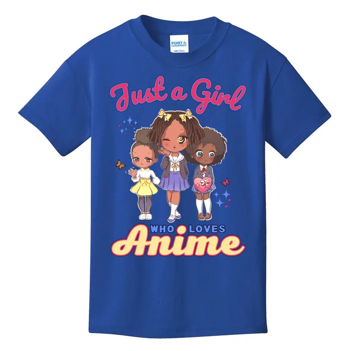 Just A Who Loves Anime Kawaii African American Afro Great Gift Kids T-Shirt