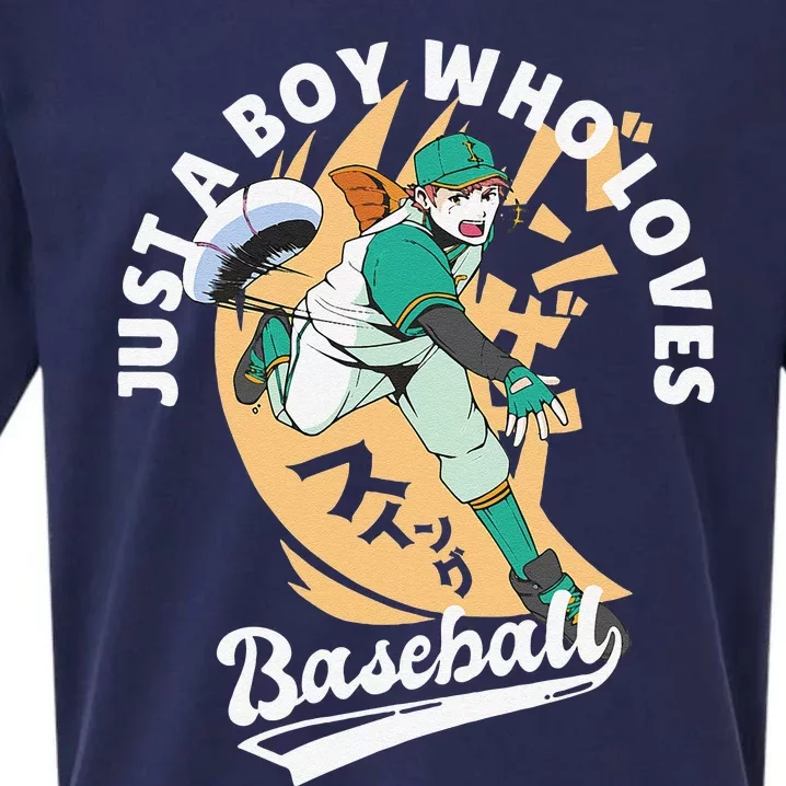 Just A  Who Loves Baseball Anime Boys Batter Baseball Sueded Cloud Jersey T-Shirt