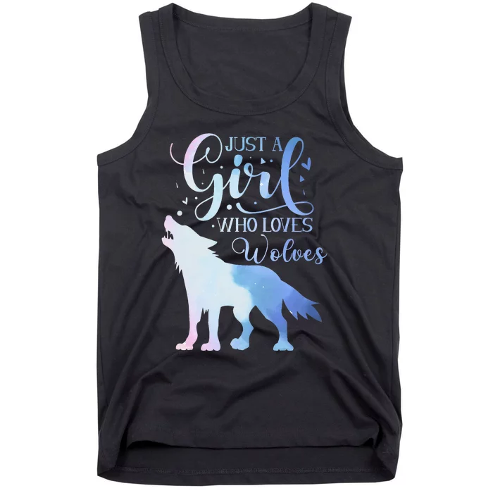 Just A Who Loves Wolf Wolves Watercolor Cute Tank Top