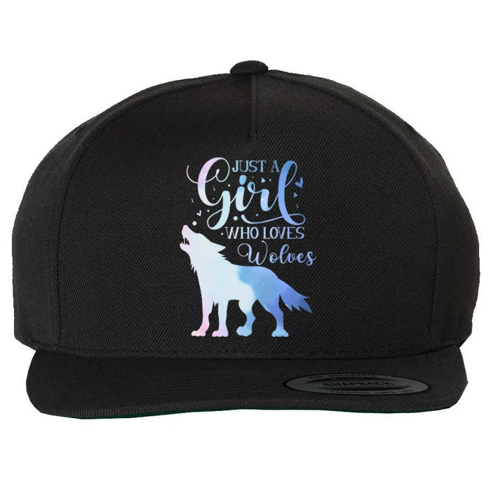 Just A Who Loves Wolf Wolves Watercolor Cute Wool Snapback Cap