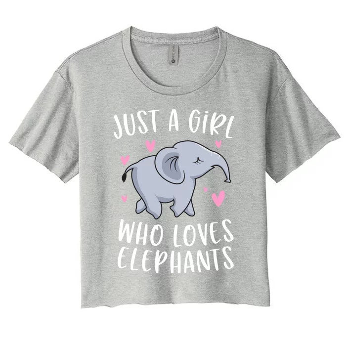 Just A Who Loves Elephants Funny Elephant Funny Gift Women's Crop Top Tee