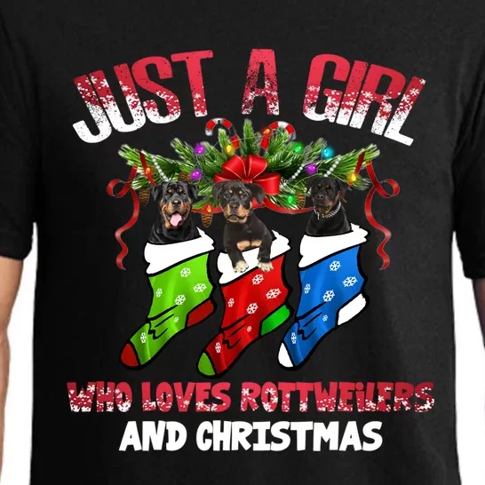 Just A Who Loves Rottweilers And Christmas Costume Gift Pajama Set