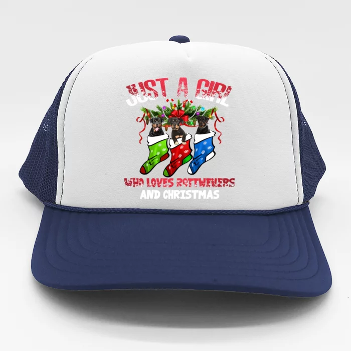 Just A Who Loves Rottweilers And Christmas Costume Gift Trucker Hat