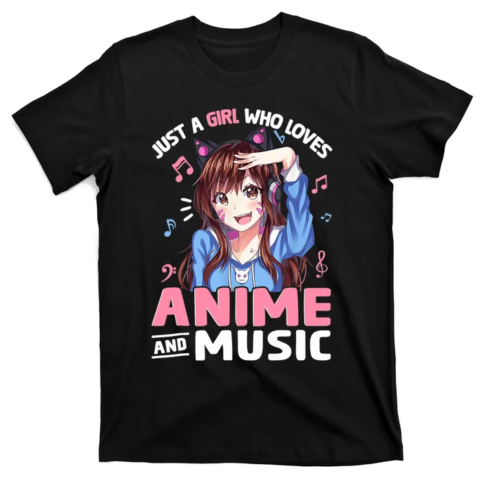 Just A Who Loves Anime And Music Anime Lover T-Shirt