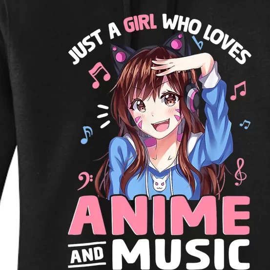 Just A Who Loves Anime And Music Anime Lover Women's Pullover Hoodie