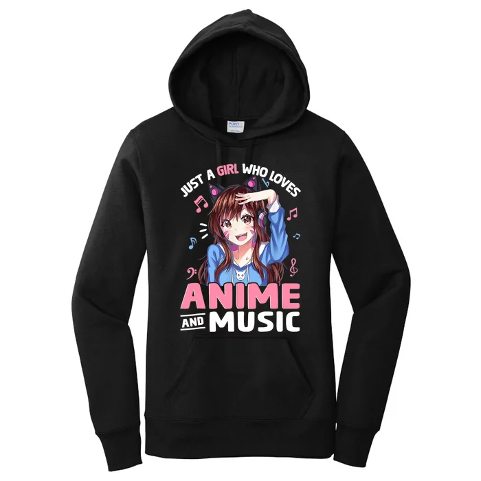 Just A Who Loves Anime And Music Anime Lover Women's Pullover Hoodie