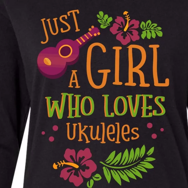 Just A Who Loves Ukuleles For A Ukulele Player Gift Womens Cotton Relaxed Long Sleeve T-Shirt