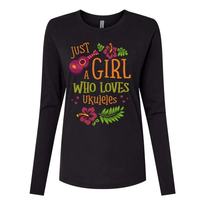 Just A Who Loves Ukuleles For A Ukulele Player Gift Womens Cotton Relaxed Long Sleeve T-Shirt