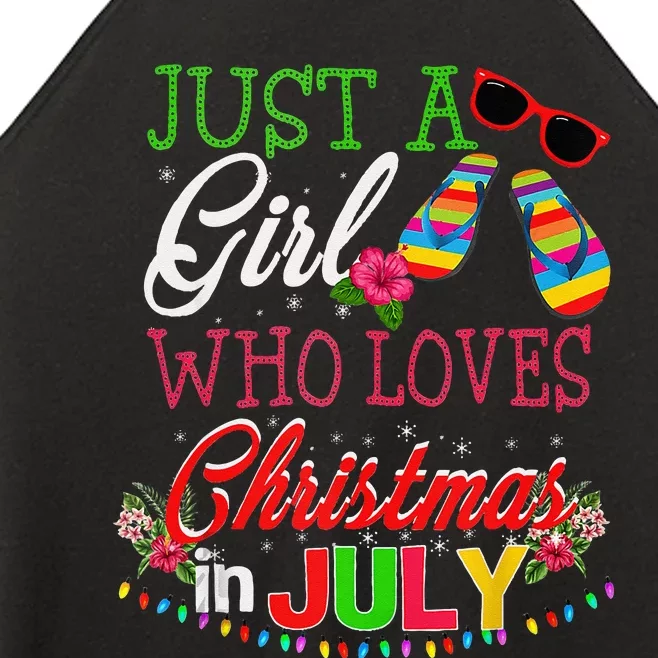 Just A Who Loves Christmas In July Summer Women’s Perfect Tri Rocker Tank