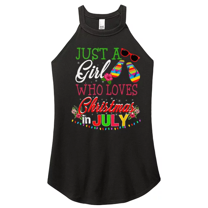 Just A Who Loves Christmas In July Summer Women’s Perfect Tri Rocker Tank