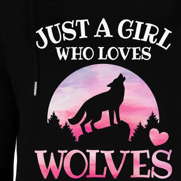 Just A Who Loves Wolves Wildlife Animal Wilderness Wolf Womens Funnel Neck Pullover Hood