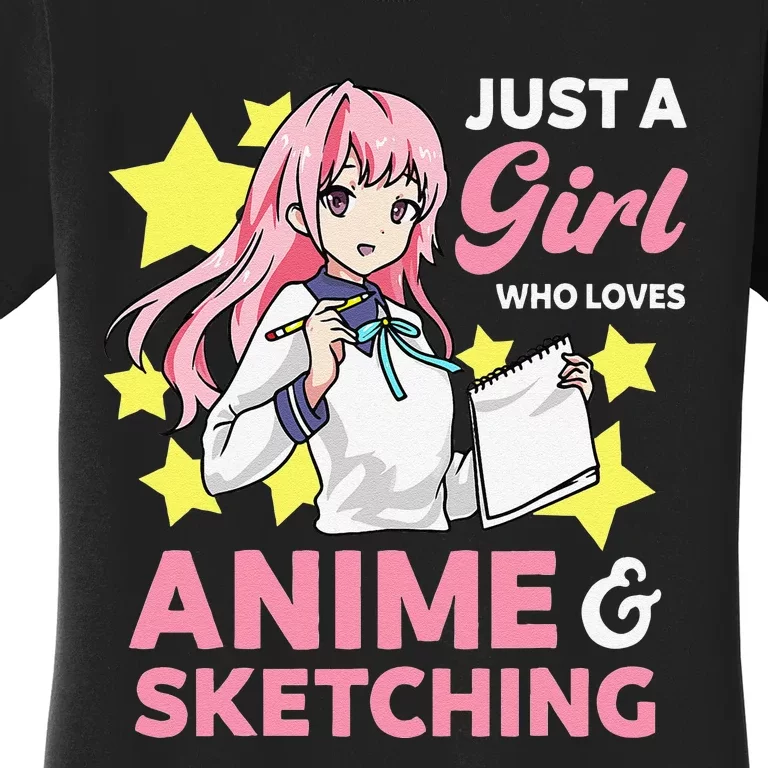 Just A  Who Loves Anime and Sketching Drawing Art Kawaii Women's T-Shirt