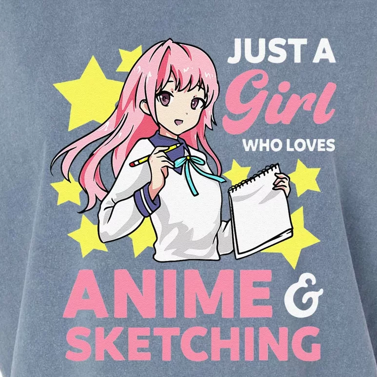 Just A  Who Loves Anime and Sketching Drawing Art Kawaii Garment-Dyed Women's Muscle Tee