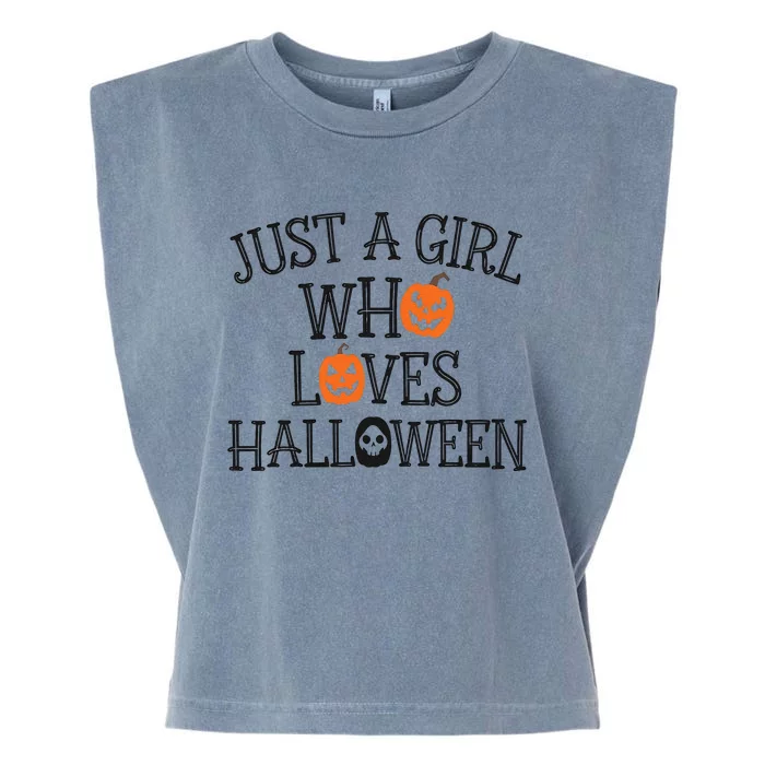 Just A Who Loves Halloween Cute Autumn Garment-Dyed Women's Muscle Tee