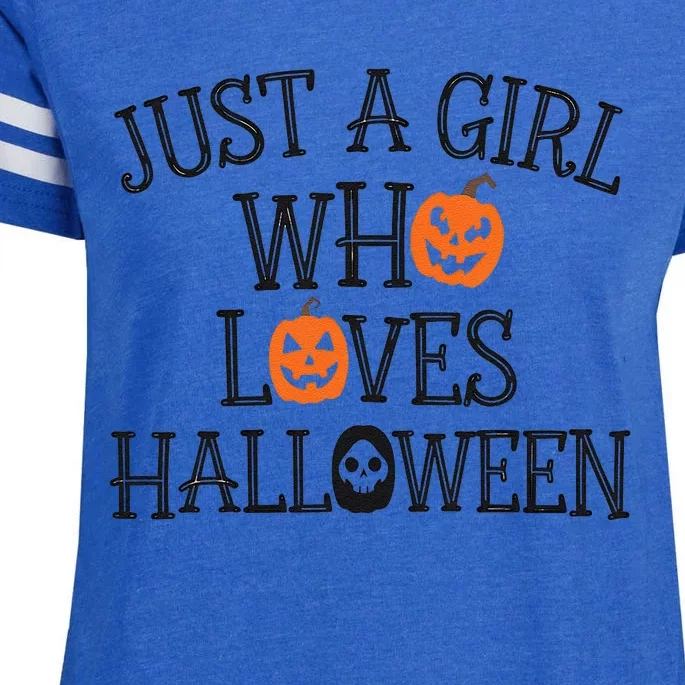 Just A Who Loves Halloween Cute Autumn Enza Ladies Jersey Football T-Shirt